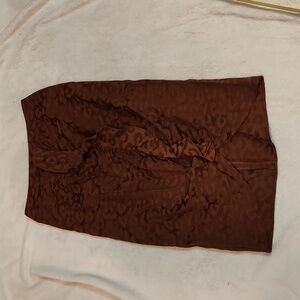Zara brown leopard print pencil skirt with ruffle front